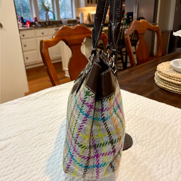 COACH Penelope Tattersall Wool Plaid Satchel Bag  Purple Interior patent trim EU - Picture 12 of 15